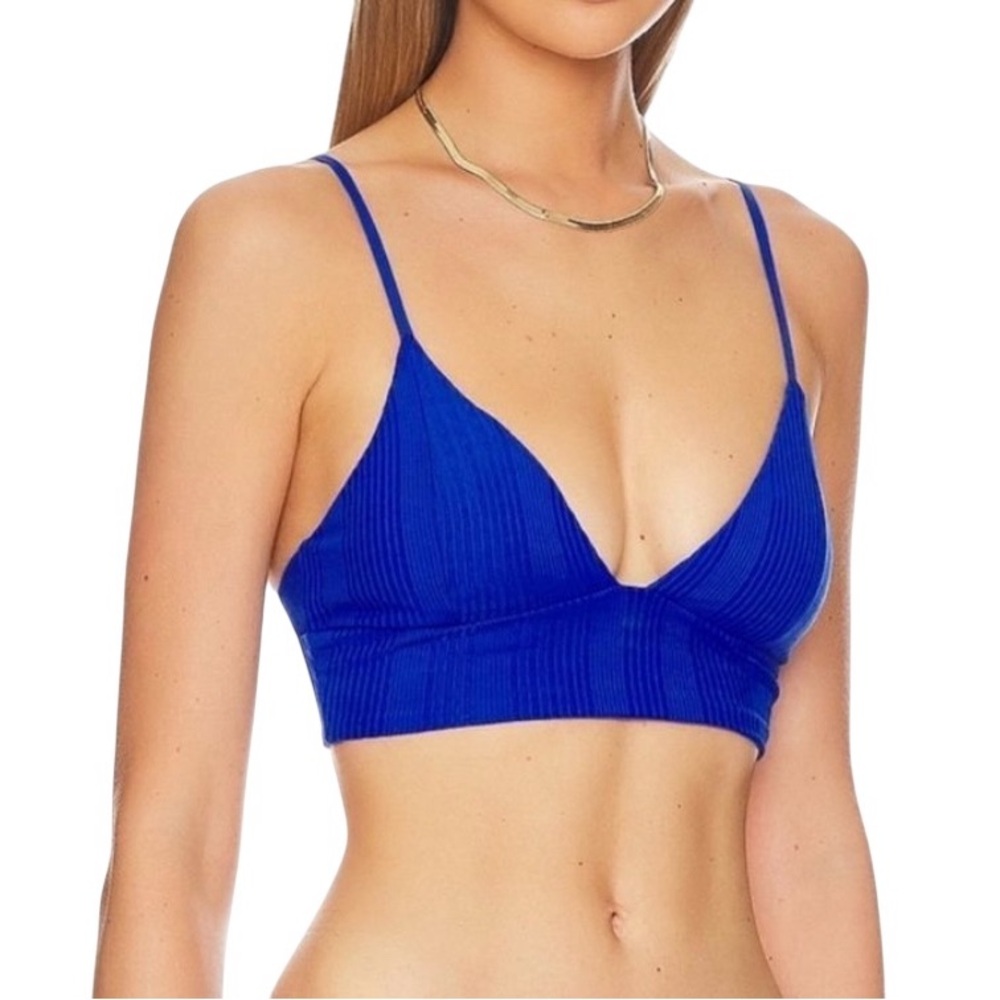 l*space Cobalt Blue Ribbed Bikini Top